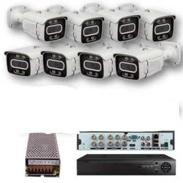 پکیج 8 عددی دوربین مداربسته  فول کالر کیفیت عالی مناسب برای ساختمان- باغ و کارخانه