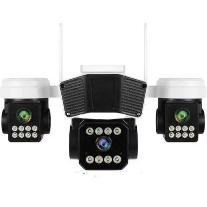 دوربین مداربسته سه‌لنزه 360 درجه  12MP، دید در شب رنگی، سیم‌کارت‌خور