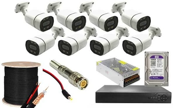 پک کامل 8 دوربین مداربسته فول اچ دی 4k مناسب کارخانه و ساختمان و آپارتمان