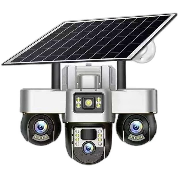 دوربین سیمکارتی سولار سه لنز چرخشی 15 مگاپیکسل مدل VTS30-4G هر سه لنز موتوردار همزمان قابلیت چرخش از طریق اپلیکیشن