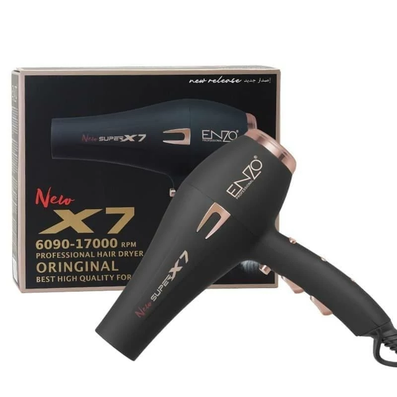 سشوار فوق حرفه ای انزو x7 مخملی توان 2800 وات با اشعه مادون قرمز