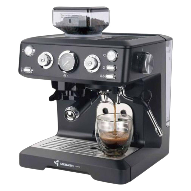 اسپرسوساز 2000 میلی‌لیتری مباشی مدل ME-CCM2064B، با مصرف پودر قهوه، مناسب تهیه اسپرسو، امریکانو و لانگو، سیستم گرم کردن فنجان